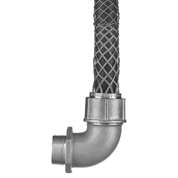 Deluxe Cord Grip, 90, 1-1/2 in NPT, Aluminum Body, Stainless Steel Grip
